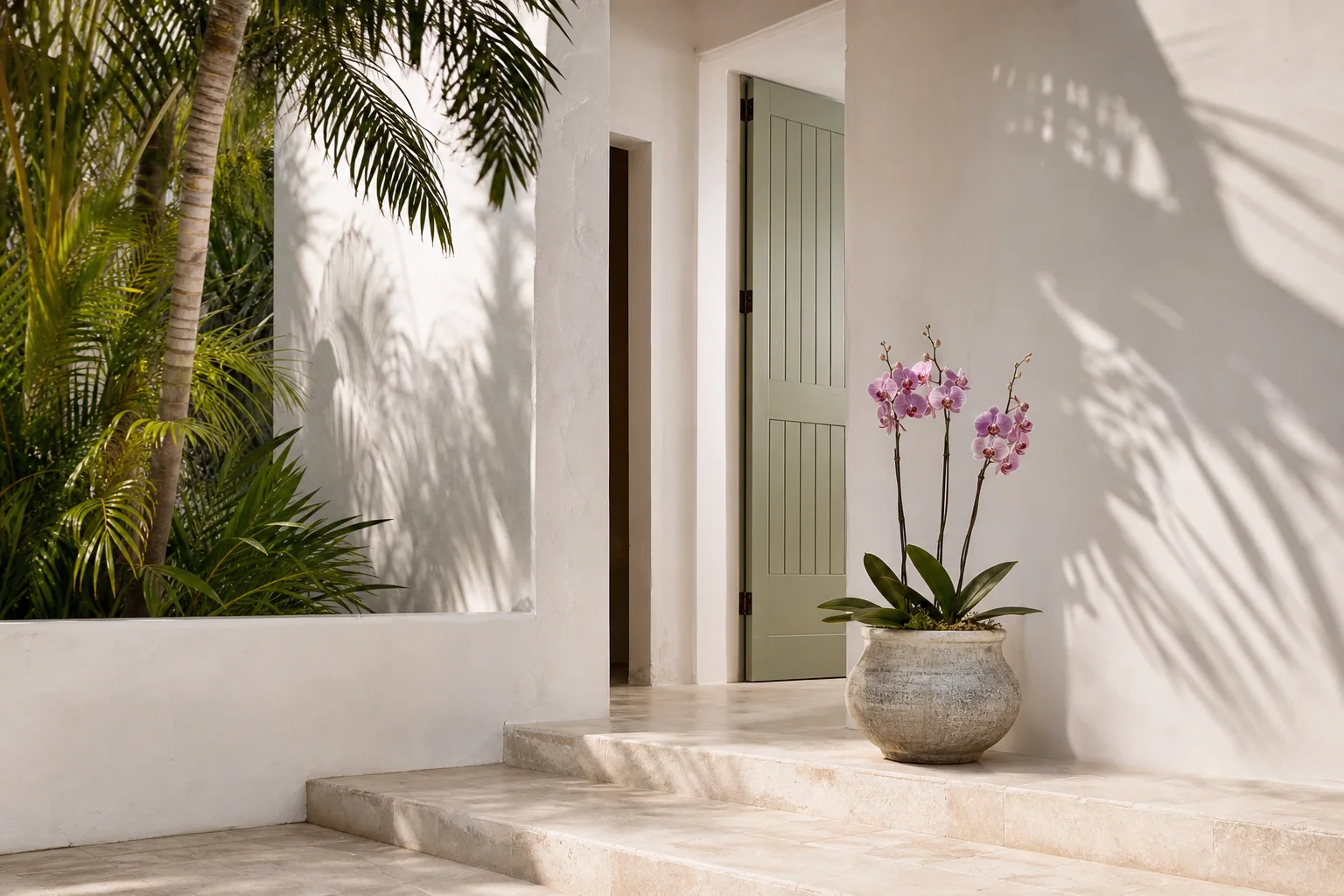 A serene contemporary Cayman spa entrance